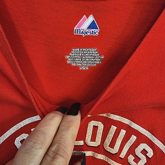 Womens Cotton Majestic St Louis Baseball Club Red Short Sleeve Athleisure Top - Picture 4 of 4